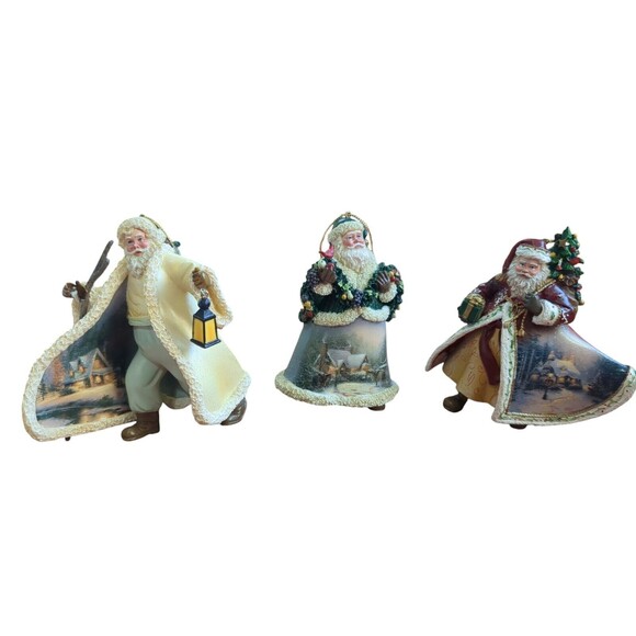 Thomas Kinkade-Ashton Drake 3 Old World Santa Ornaments. Stick Is Loose. 4" Tall - Picture 1 of 12